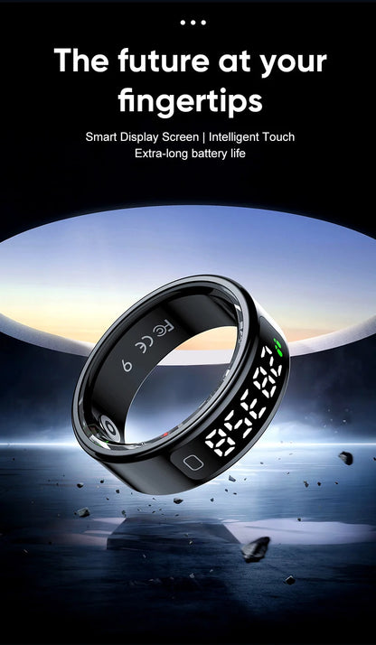 R11C Smart Ring, Men Women, Display Screen Gesture Swipe Video Smartring Waterproof Heart Rate Sleep Monitor Qring for Android IOS