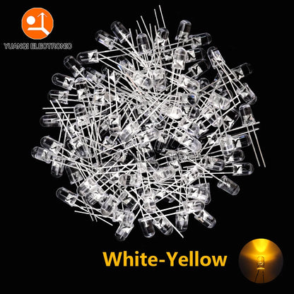 5mm LED Diode, F5 Assorted Kit, White Green Red Blue Yellow Orange Pink Purple Warm White, DIY Light Emitting Diode