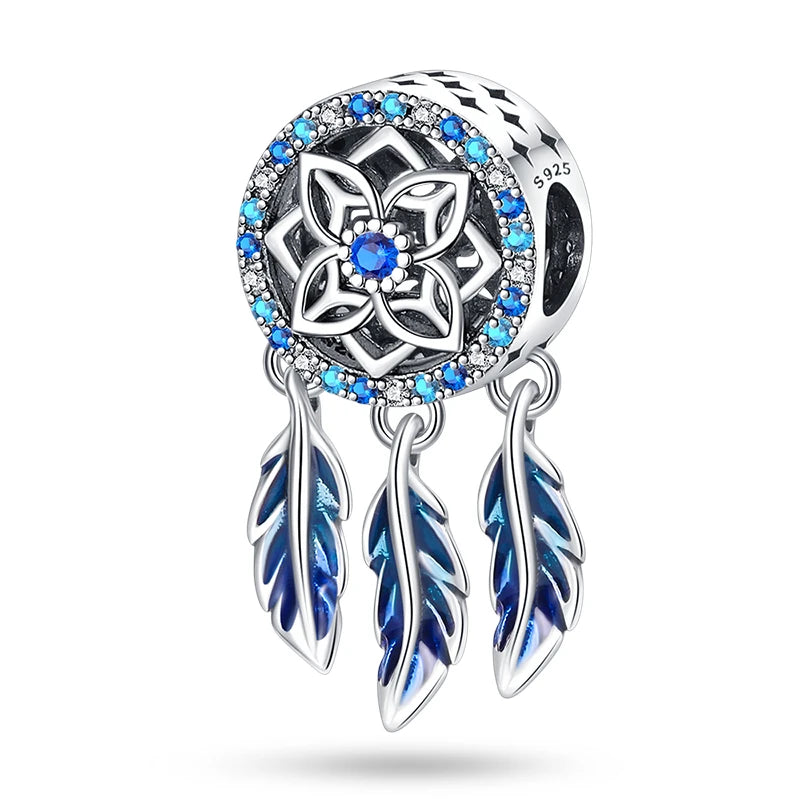 New 925 Sterling Silver Blue series moon Plane Space Beads Astronaut Charm Pendant Fit Original Bracelet Necklace DIY Gift Women