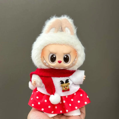 Labubu Accessories Clothes Suitable For V1 V2 V3 Labubu  Christmas Deer Set Labubu Red clothing Christmas Fashion Gift