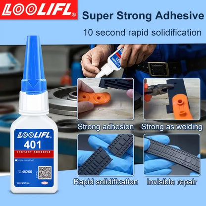 strong transparent 401 adhesive, rubber repair, multifunctional adhesive for metal plastic parts. Excellent bonding tool, 20ml