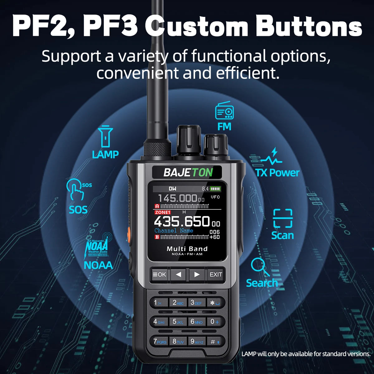 BAJETON BJ-8300 Walkie Talkie 10W Tri Power SW MW LW AM SSB CB Receive Wireless Bluetooth Phone Programming NOAA Two Way Radio