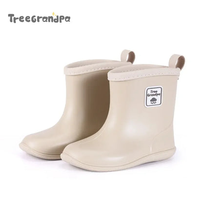 Kids Rain Boots Girls Boys Rainboots Anti-Slip Children Baby Rain Shoes PVC Waterproof Mid-Calf Water Shoes Soft Rubber