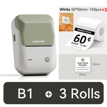 NIIMBOT B1 Portable Thermal Printer With Tapes 2 Inch Adhesive Label Printer Mini Bluetooth Sticker Maker Support Smartphones PC