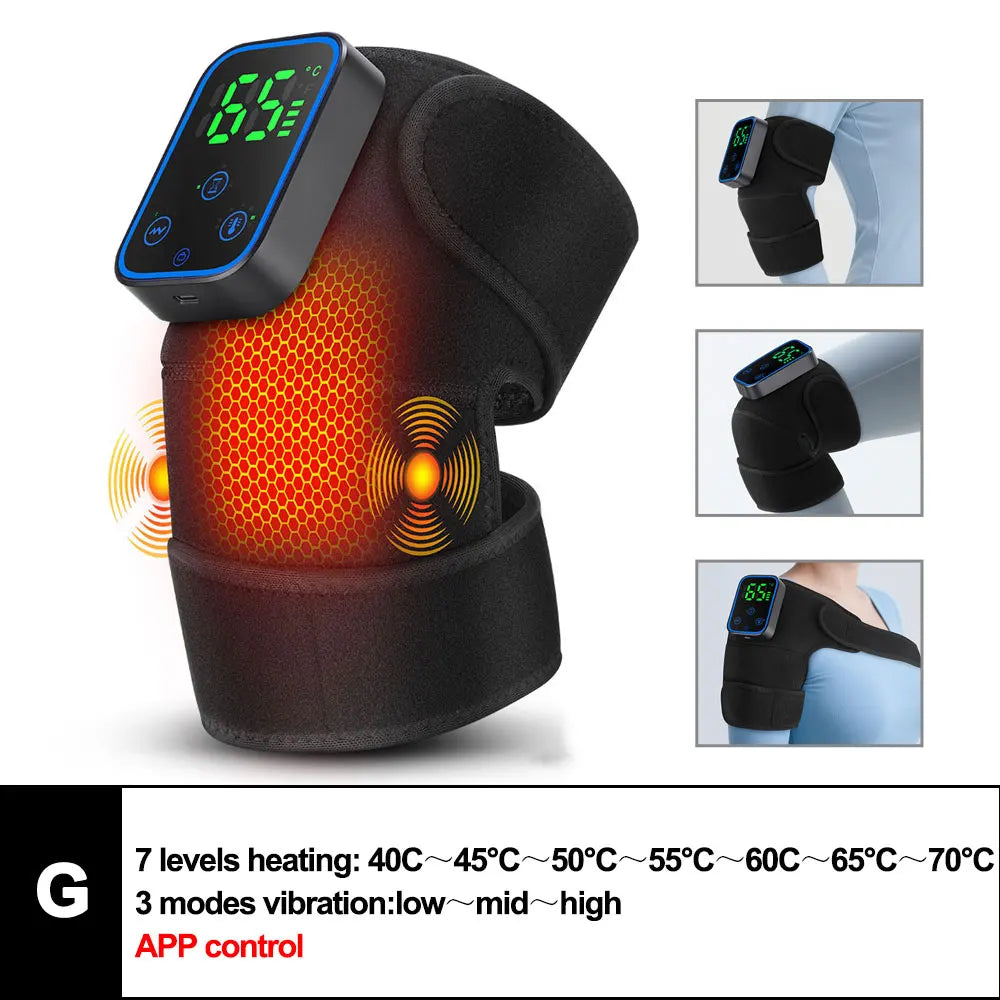 Electric Heated Vibration Knee Massage Pad, 3 in 1 Massager for Shoulder Elbow, Hot Compress Thermal Joint Brace Muscle Relaxation