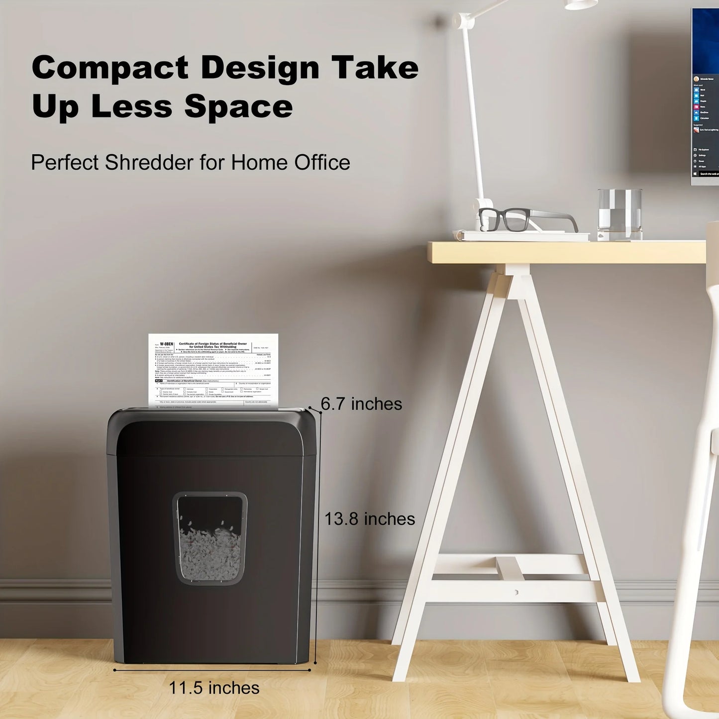 6-Sheet Cross-Cut Paper Shredder with 3.4-Gallon Wastebasket for Home Office, Shreds Credit Cards, Paper, Mail, Staples and Clips, Documents Shredder