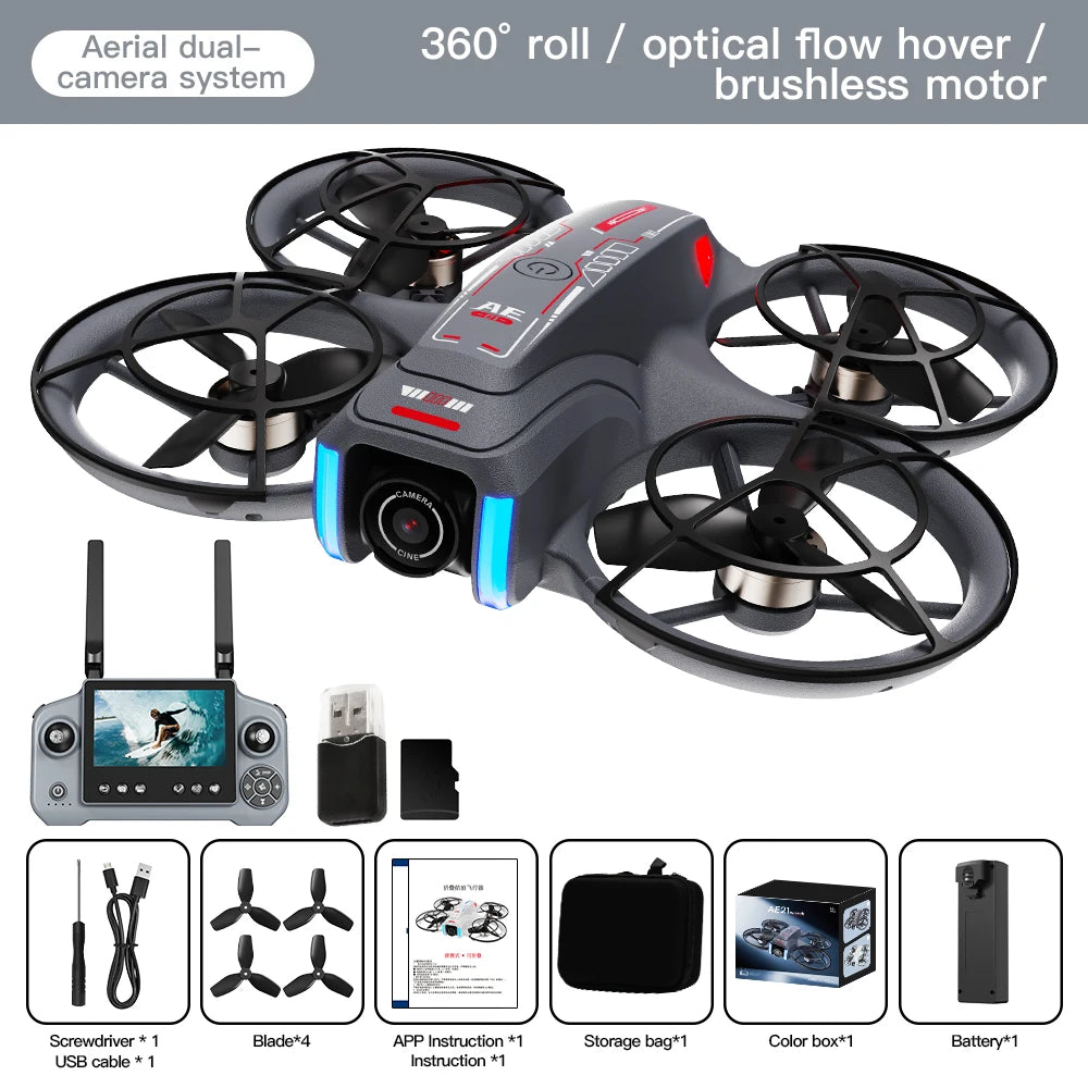 New AE21 Max Drone IA Clip Profesional HD 360° Doble Cámara Pantalla Control Remoto Motores sin Escobillas Anticolisión Cuadricóptero