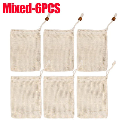 1/10PCS Hangable Soap Bags Natural Cotton Linen Foaming Soap Net Bag Body Soap Cleanser Net Bags Household Shower Cleaning Tools