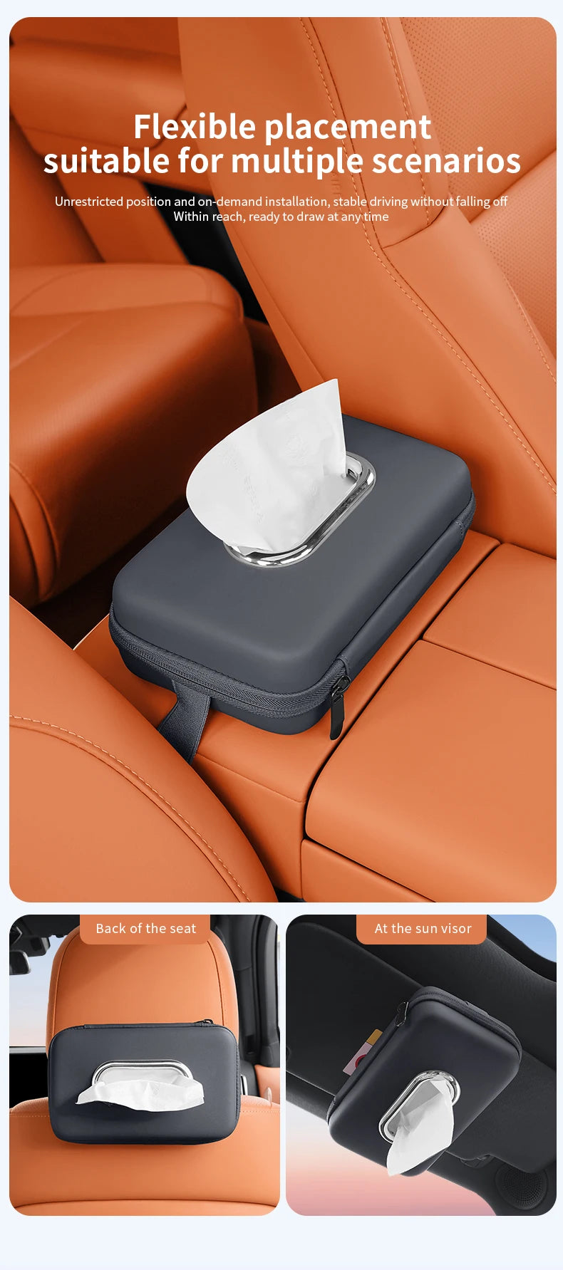 Car sun visor tissue box, seat back car mounted tissue box, car mounted armrest box, high-end storage decoration sanitary paper box