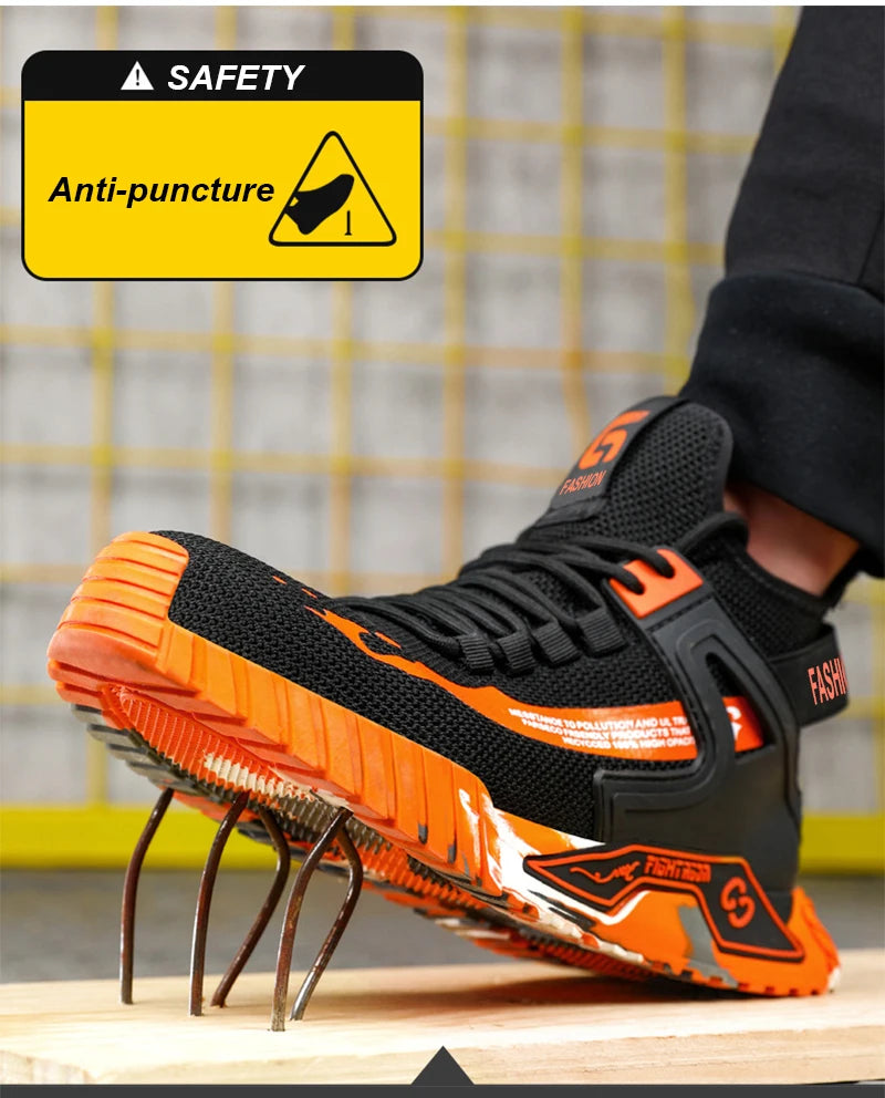 High Top Man Boots Safety Protective Shoes Steel Toe Work Shoes Men Anti-puncture Safety Shoes Men Women Work Safety Boots