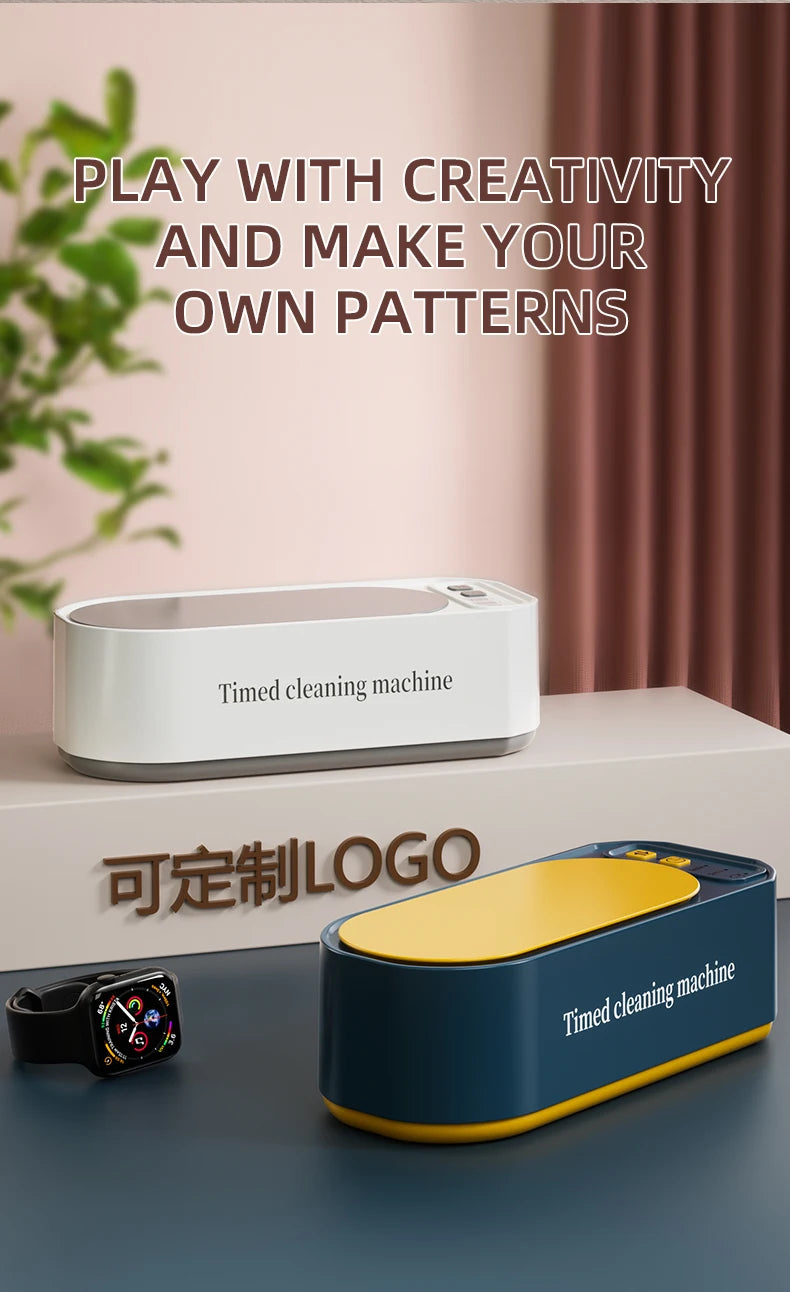 Ultrasonic Glasses Cleaner, 50KHz Contact Lens Cleaner, Household Timer Jewelry Toothbrush Cleaner, Brush Dentures, New MIJIA