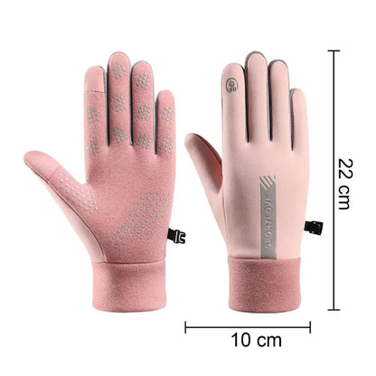 Women's Winter Cycling Bike Gloves, Thermal Fleece, Cold Resistant, Windproof, Warm, for Outdoor Running and Skiing