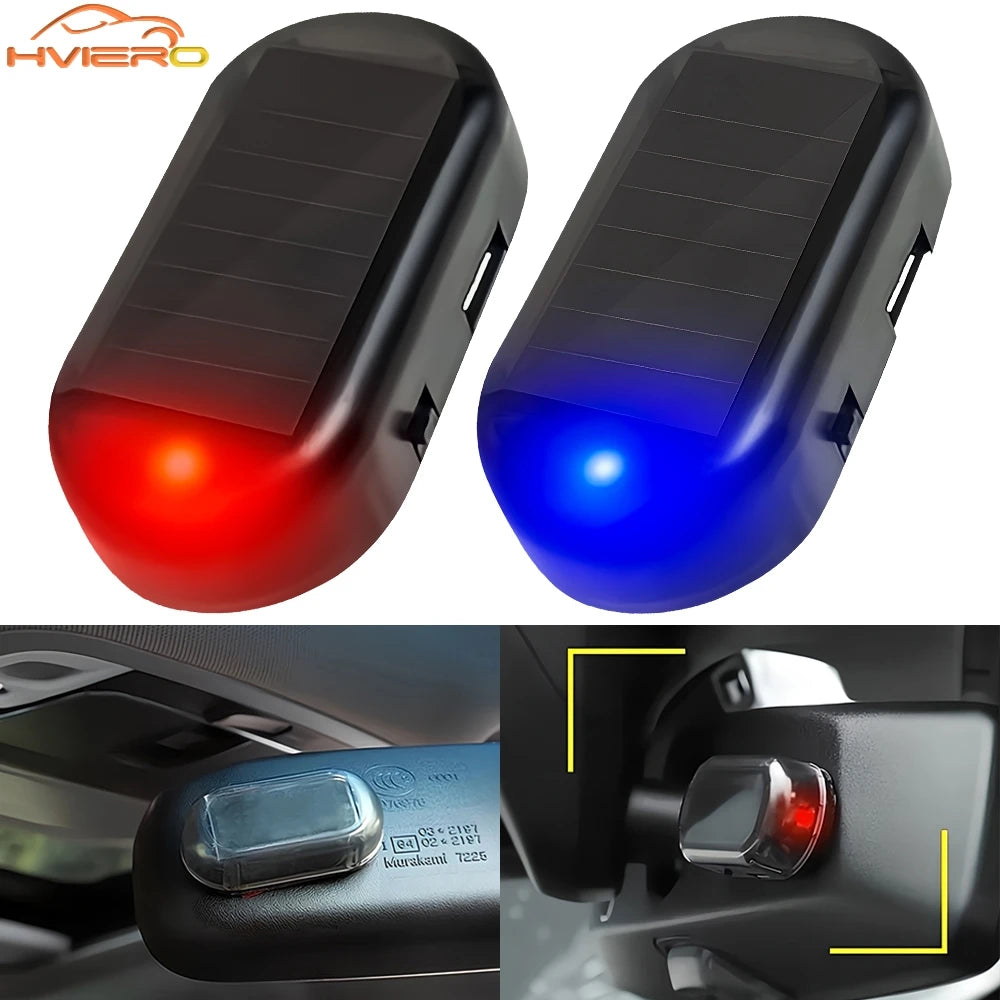 1Pcs Car Fake Security Light Solar Powered Simulated Dummy Alarm Wireless Warning Anti Theft Caution Lamp LED Flashing Imitation