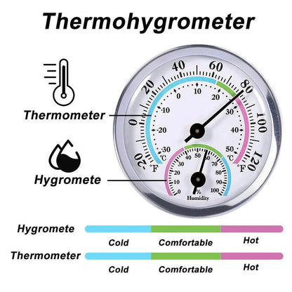 2.28" Thermometer Hygrometer Wall Hung Temperature Humidity Meter Gauge Indoor Outdoor Sauna Room Temperature Humidity Tester