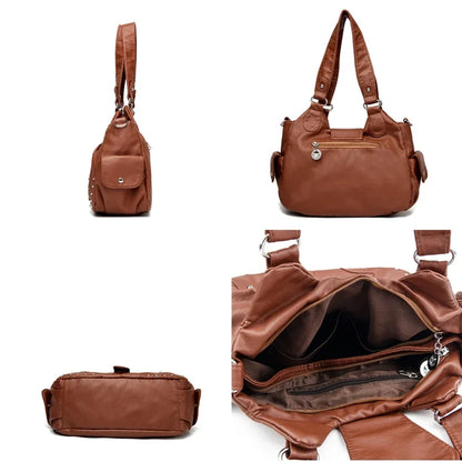 Luxury Designer Handbag Women High capacity Vintage Soft Leather Ladies Casual Large Capacity Shoulder Crossbody Bag Travel Sac
