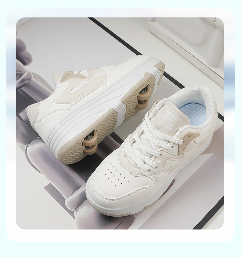 Roller Skate Shoe Walking Shoes With Four-wheel Student Sports Pulleys Walking Shoes With Wheels Summer Spring Kids Sneakers