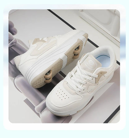Roller Skate Shoe Walking Shoes With Four-wheel Student Sports Pulleys Walking Shoes With Wheels Summer Spring Kids Sneakers