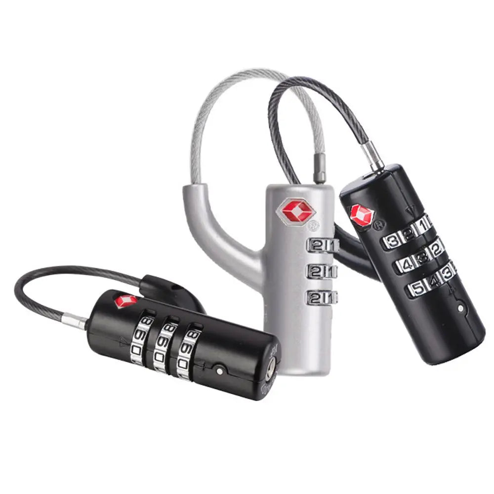 High Security TSA Customs Lock Overseas Customs Clearance Trolley Luggage Suitcase Backpack Password Padlock with Steel Cable