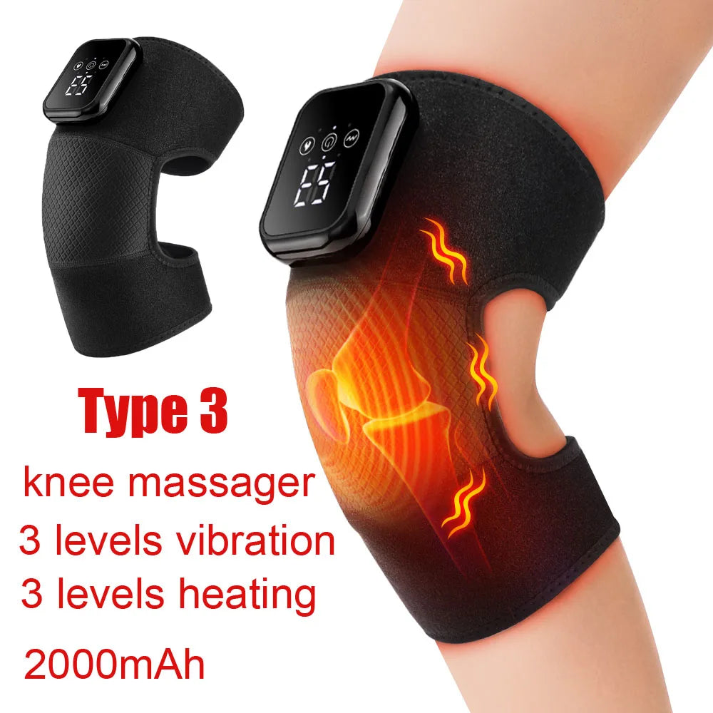 3-in-1 Heated Vibration Massager for Knee, Shoulder, and Elbow - 3 Heat Levels, 3 Vibration Modes, Non-Slip Wrap Design