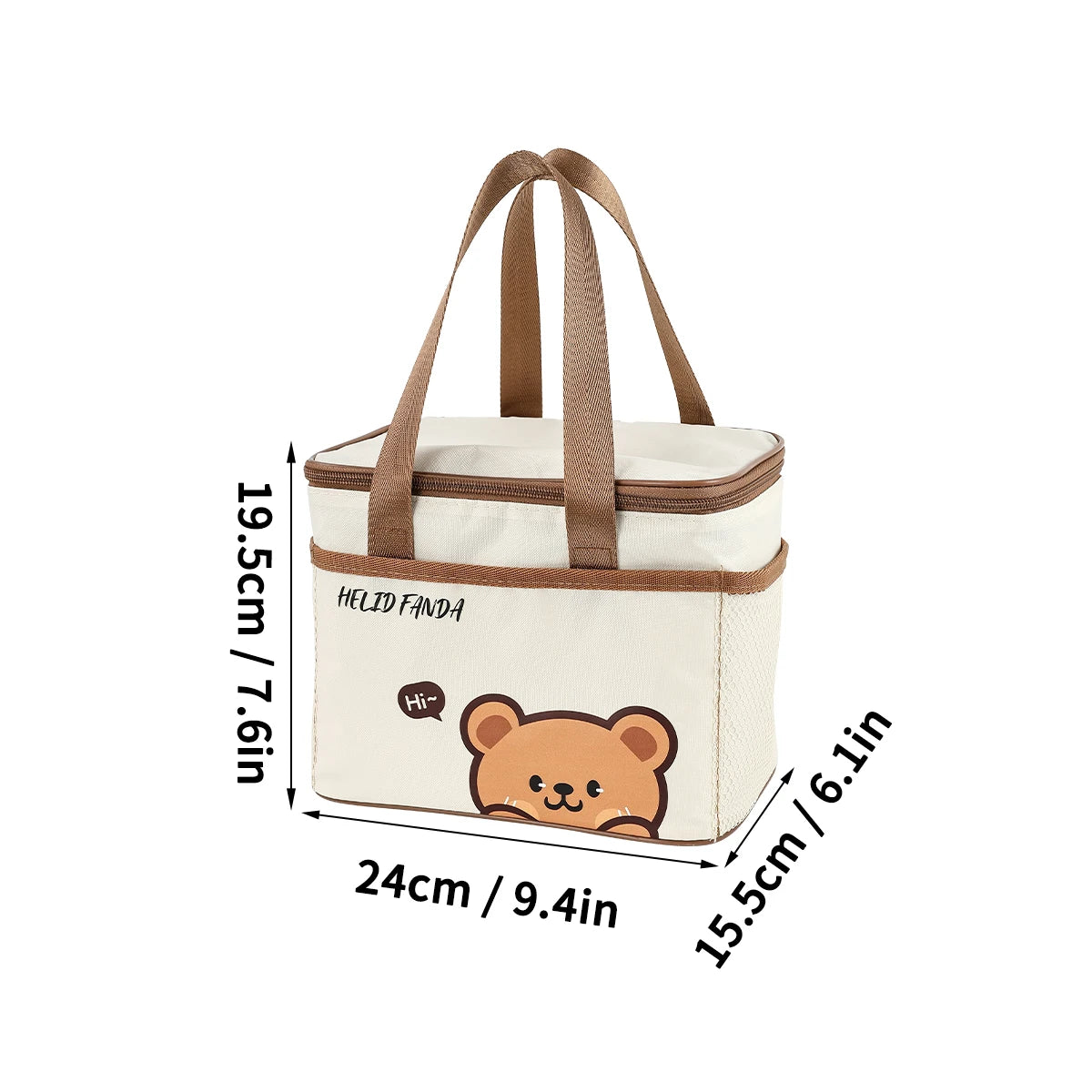 WORTHBUY Cute Thermal Lunch Box Bag, Student Portable Large Capacity Insulated Lunch Bag, Waterproof Reusable Picnic Cooler Bag
