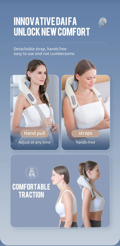 Foreverlily 26W Brushless Motor Neck and Shoulder Massager, Wireless Shoulder and Back Kneading Massage Shawl, Neck Masajeador