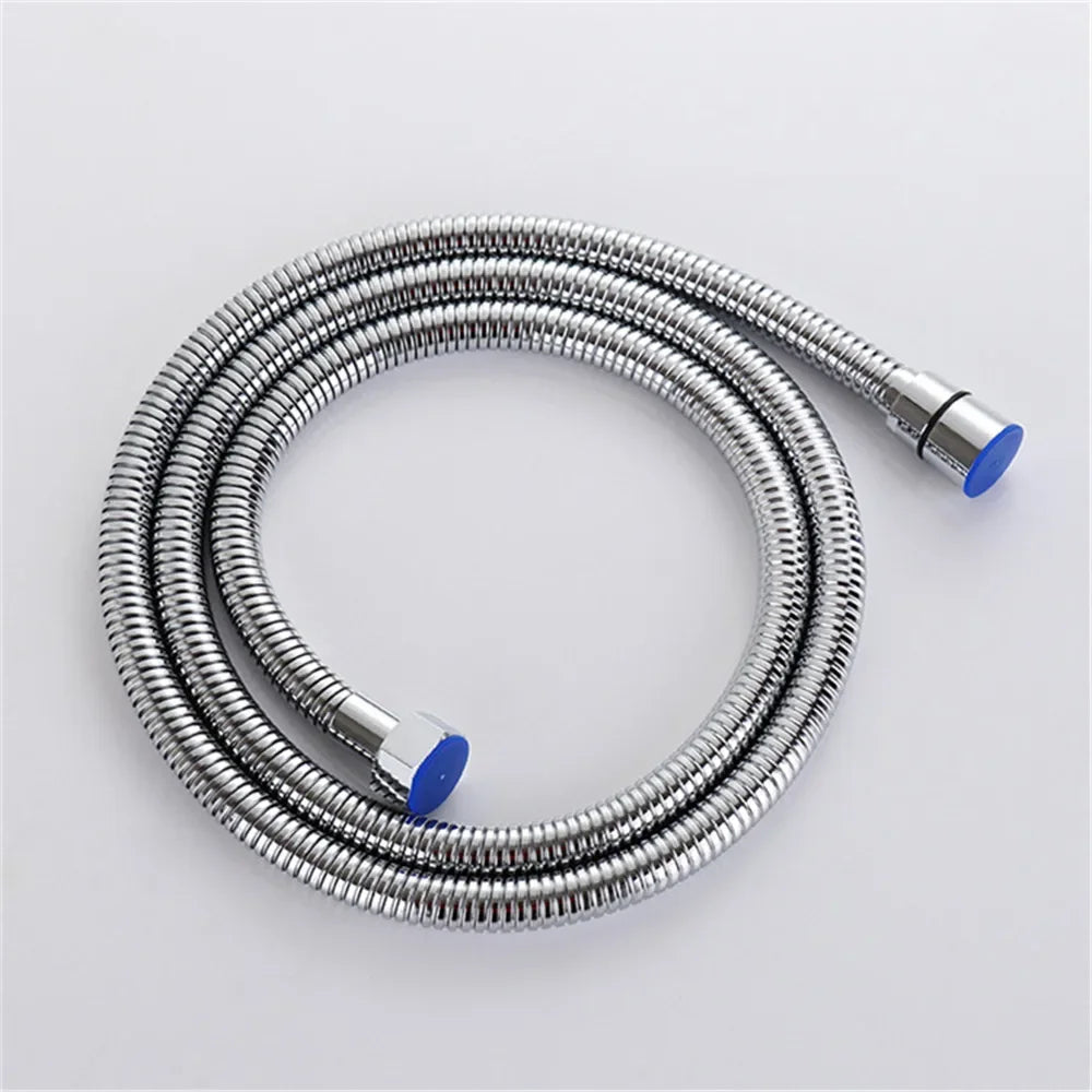 1.5/2M Black/Silver SUS 304 Flexible Shower Hose Long Bathroom Shower Pipe Extension Water Pipe Pull Pipe Bathroom Accessories