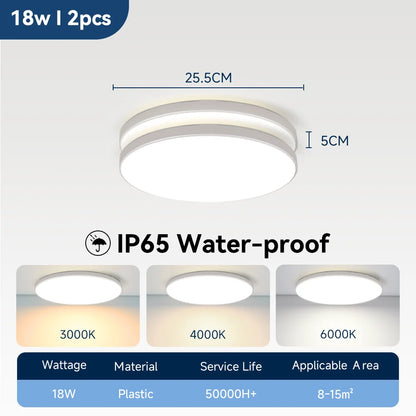 Waterproof Bathroom Lamp Ceiling Led Ceiling Lights 18W 30W 40W Round Led Ceiling Lamp For Kitchen Living Room Toilet Room 220V