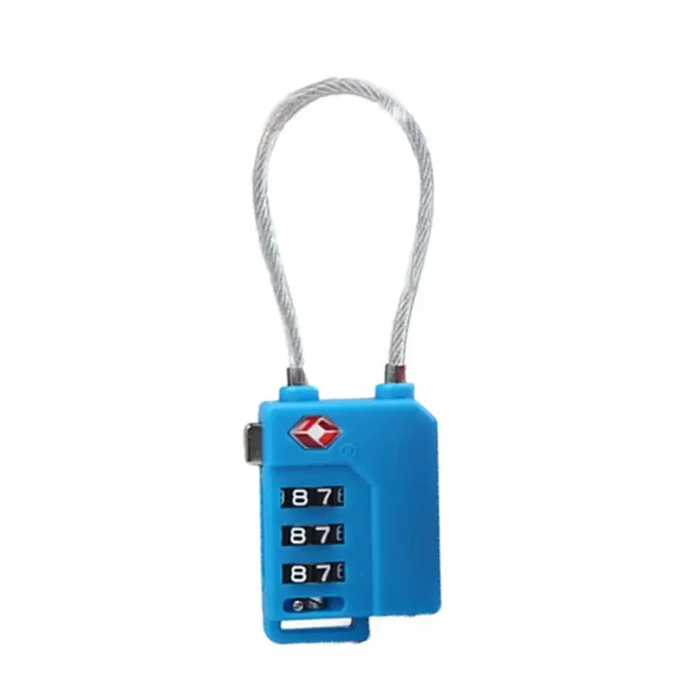 High Security TSA Customs Lock Overseas Customs Clearance Trolley Luggage Suitcase Backpack Password Padlock with Steel Cable