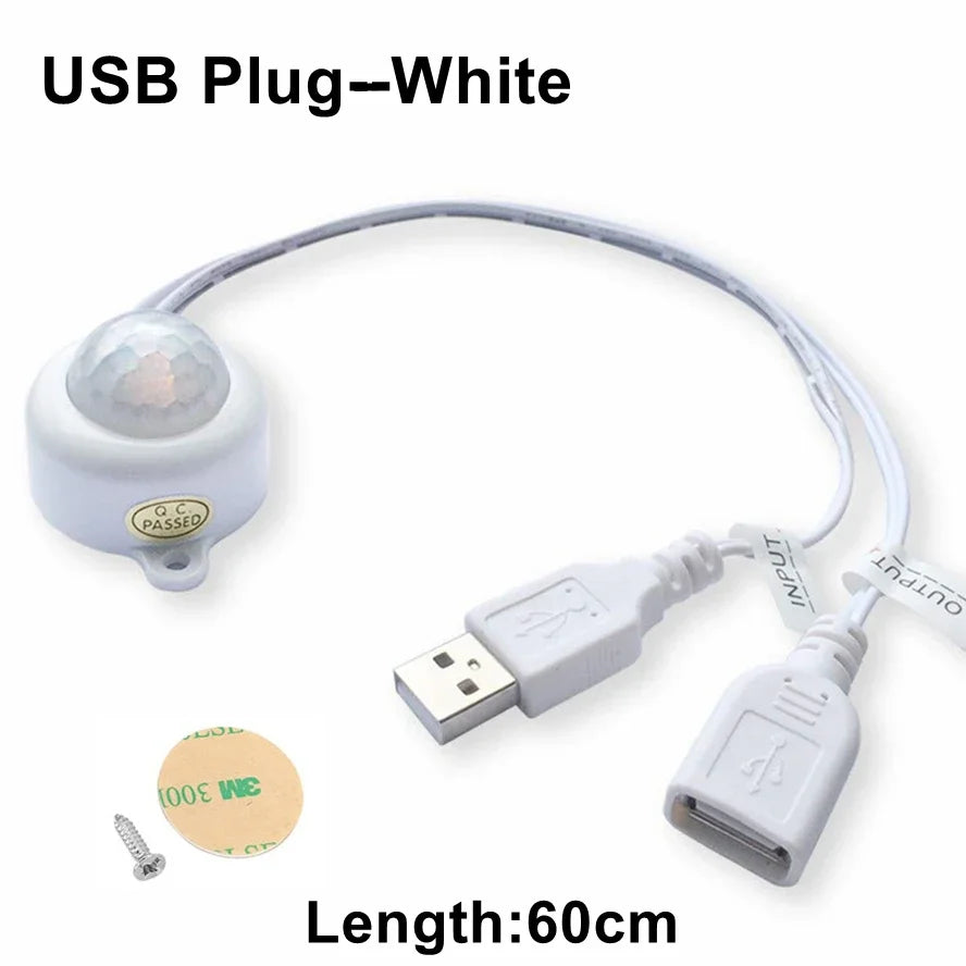 USB/DC Plug Adjustable PIR Infrared Human Motion Sensor Switch DC5V 12V 24V Smart Switch for LED Light Strip Night Lamp Bulb