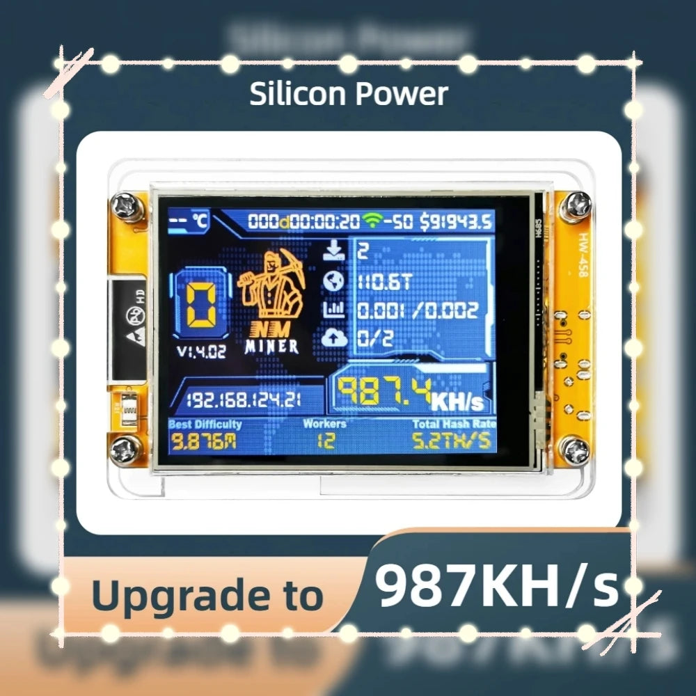 Lucky Miner for computer nerds, Bitcoin Solo Lottery NMMiner, Hashrate 1100KH/s, 2.8 inch Smart Display, Crypto ESP32 V3.0 DROOM