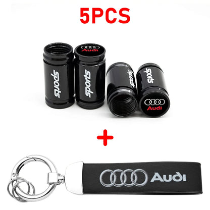 Anti-Rust Car Tire Valve Stem Caps Suede Keychain For Audi Sline A3 A1 A4 A6 B8 A5 B7 C7 A7 A8 B9 B6 C6 R Auto Wheel Accessories