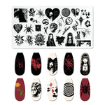 RJ Halloween Nail Stamping Plates, Beautiful zombie Festival Pattern Nail Art Image Plates, Stainless Steel Nail Art Plate Stencil