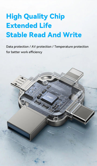 Eaget 4 in 1 Mini USB Flash Drive USB Type C Mirco B Lighting to USB 3.2 Pendrive USB Memories Stick for Phones PC Laptops