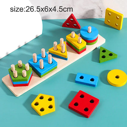 Juguetes Montessori de madera para niños de 1, 2 y 3 años, juegos de combinación de formas de números y alfabetos, juguetes educativos tempranos para niños.