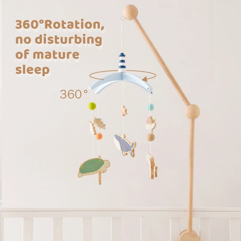 Newborn Baby Rattles Toys, 0-12 Months Soft Felt Whale Bed Bell Infant Mobile Crib Hanging Musical Carousel Toy, Boys Girls Gift