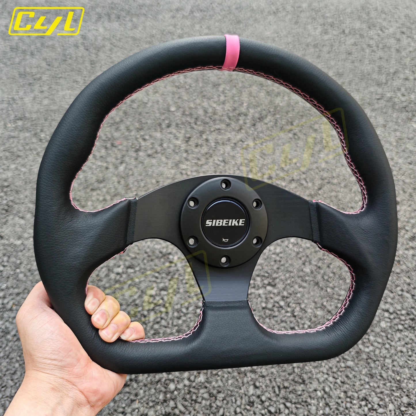 13-inch 320mm D-Shape Leather Steering Wheel JDM Universal Racing Sports Steering Wheel