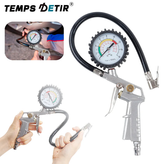 220Psi/16Bar Car Tire Pressure Gun, Multi-Function Tire Pressure Monitoring Tool, Air Pressure Gauge, Suitable For Air Compressor
