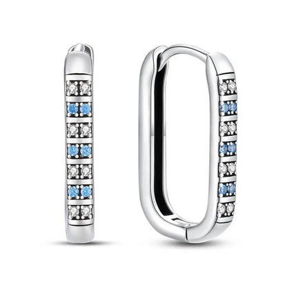 925 Sterling Silver Moon Universe Starry Sky Series Charm Earrings Women Blue Shiny Zircon Daily Wear Jewelry