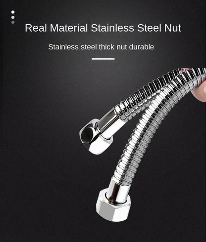 1.5/2M Black/Silver SUS 304 Flexible Shower Hose Long Bathroom Shower Pipe Extension Water Pipe Pull Pipe Bathroom Accessories