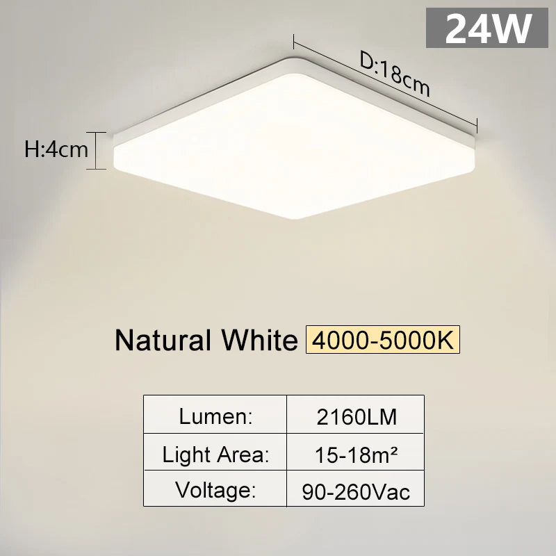 Square Led ceiling lamp, bedroom lighting, Neutral white, cold white, warm white, 48W 36W 24W 18W led ceiling light room, MARPOU