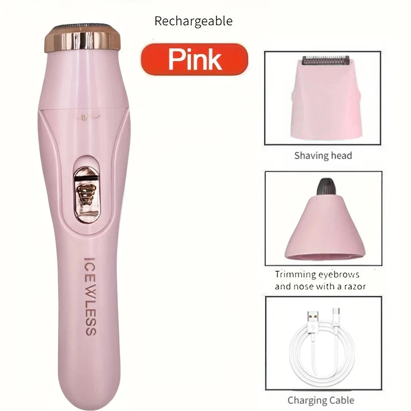 Afeitadora multifuncional 3 en 1, carga USB, dispositivo de depilación para axilas, perfilador de cejas doméstico para mujer, recortador de vello de nariz