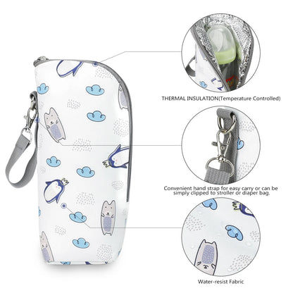 Baby Bottle Bag Portable Mother Feeding Bottle Warmer Baby Feeding Aluminum Mold Insulation Outing Stroller Hanging Bag