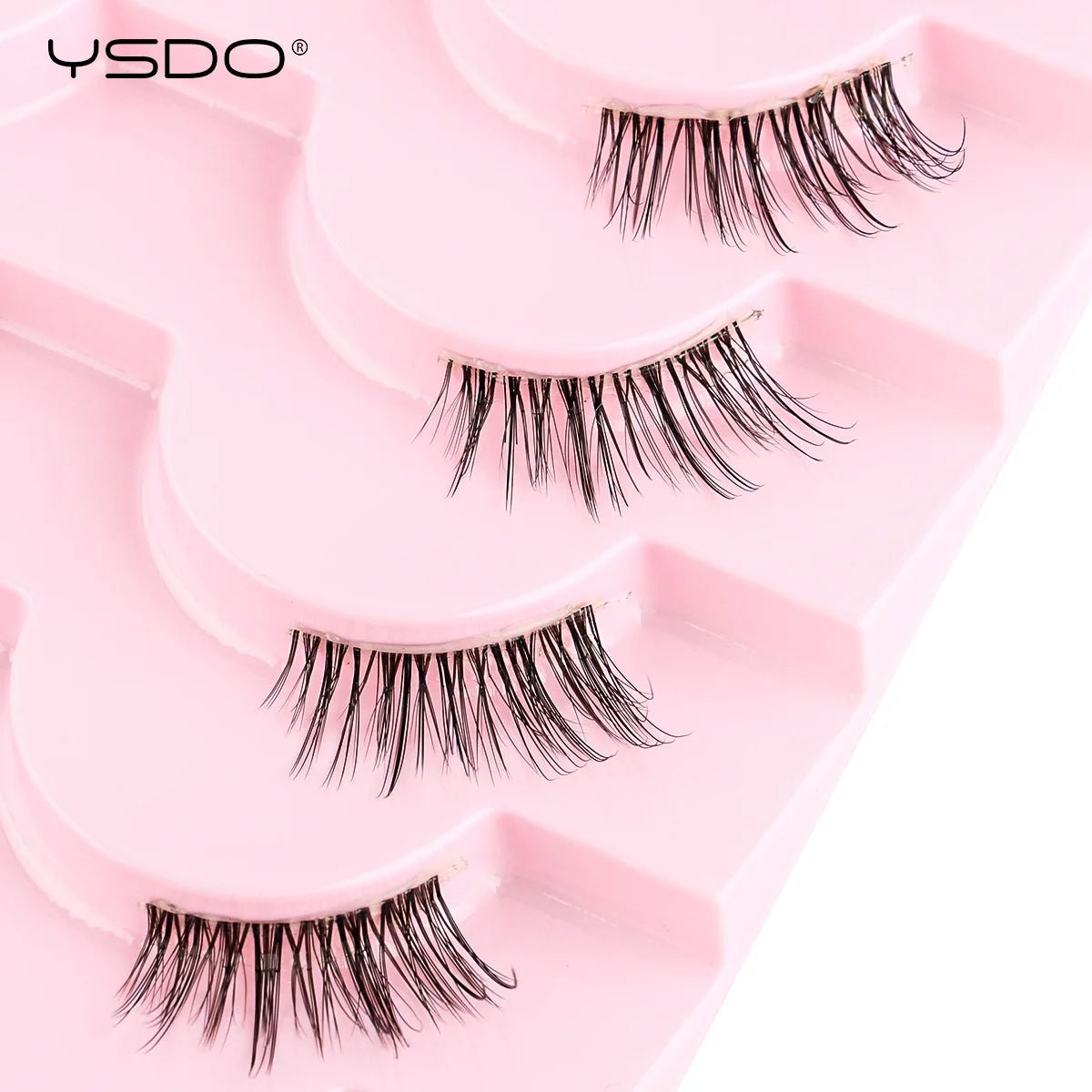 YSDO 5/10 Pairs Half Lashes Cat Eyelashes Soft Natural Clear Band False Lashes Natural Wispy Faux 3d Mink Eyelashes Makeup Tools