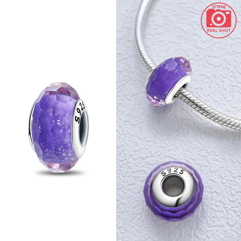 Original 925 Silver Charms Flower Blue Star Green Turtle Glass Beads Fit Bracelet Women DIY Gift Murano Jewelry Accessories