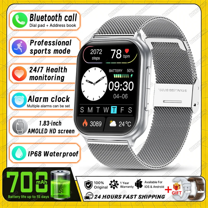 2026 New Bip 6 Pro Smart Watch Men Women Outdoor Sports Fitness Heart Rate GPS Track Bluetooth Call IP68 Waterproof Smartwatches