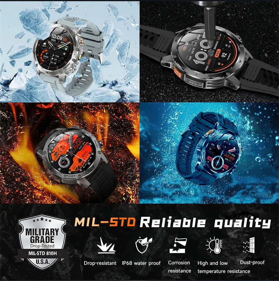 T-Rex 3 Military Grade 1000mAh Battery Smart Watch IP68 Waterproof GPS Bluetooth call AMOLED HD Men Sports 2025 New Smartwatch