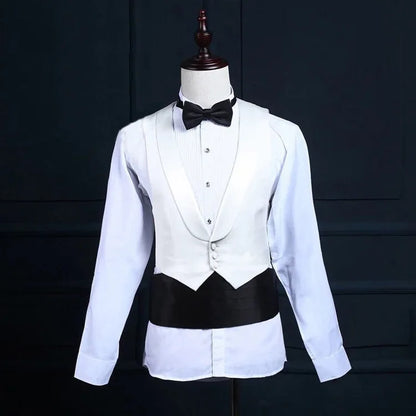 Cummerbunds Man Black Satin Elastic Bellyband Tuxedos Suits Fashion Gentlemen Cummerbund Wedding Party Shirts Suits Accessories