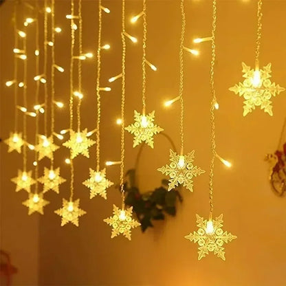 Indoor and Outdoor Christmas Snowflake LED String Lights Fairy Lights Curtain Lights Festoon Holiday Party New Year Decoration