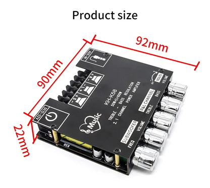 2.1 Channel Bluetooth 5.0 Subwoofer Amplifier Board 50W x 2 + 100W Power Audio Stereo Amplifier Board Bass AMP AUX