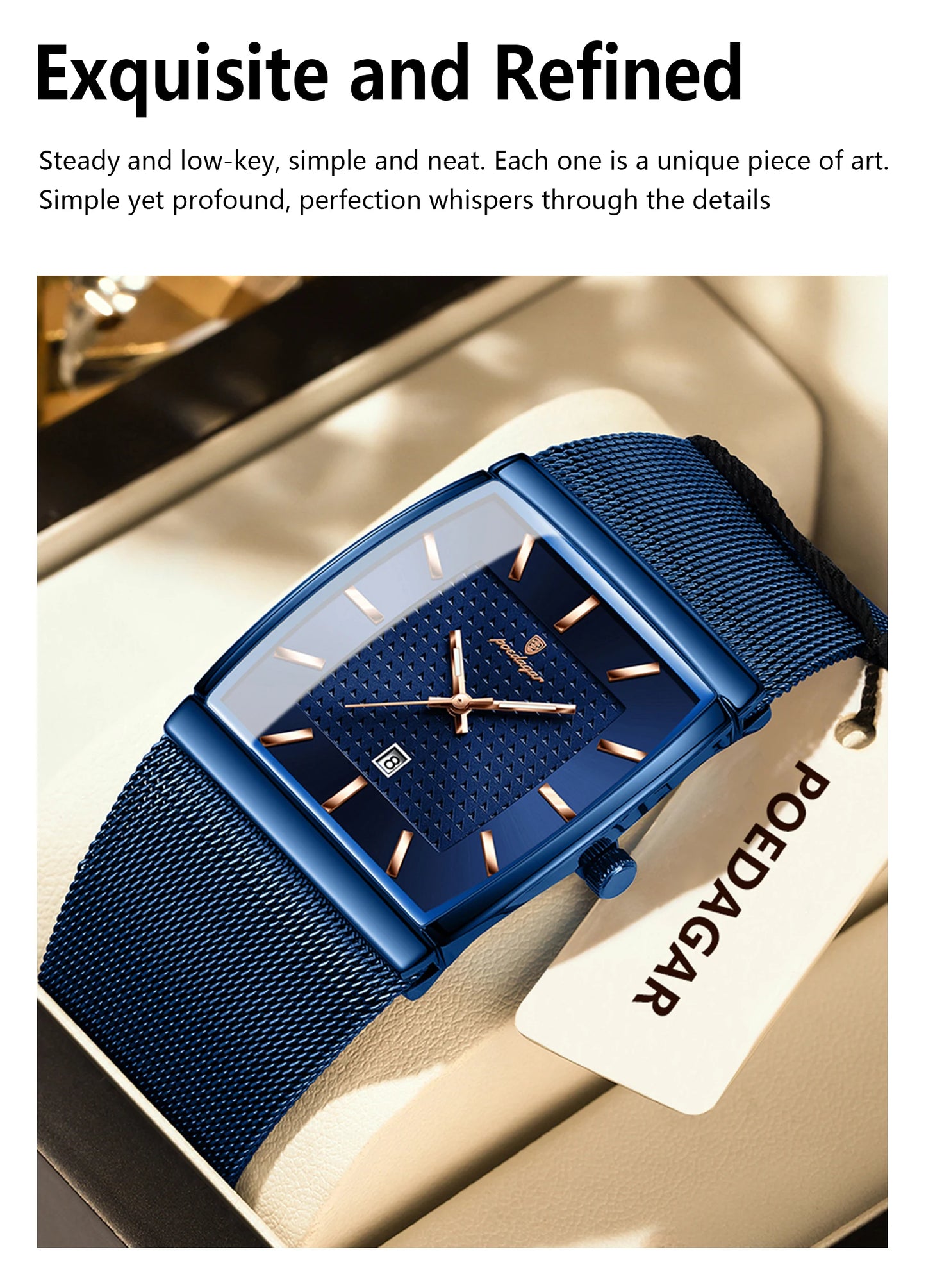 POEDAGAR Fashion Luxury Man Wristwatch Waterproof Luminous Stainless Steel Mesh Men's Watch Date Quartz Business Watches For Men